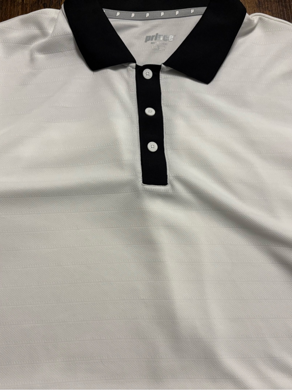Prince Men's Large White Polo with Black Collar